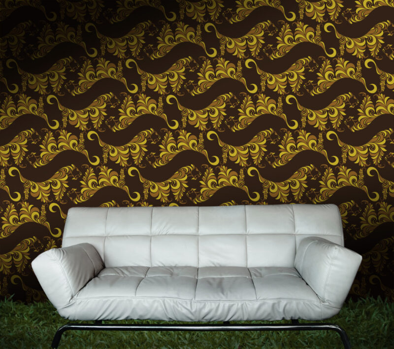 Tiger Lily wallpaper sofa