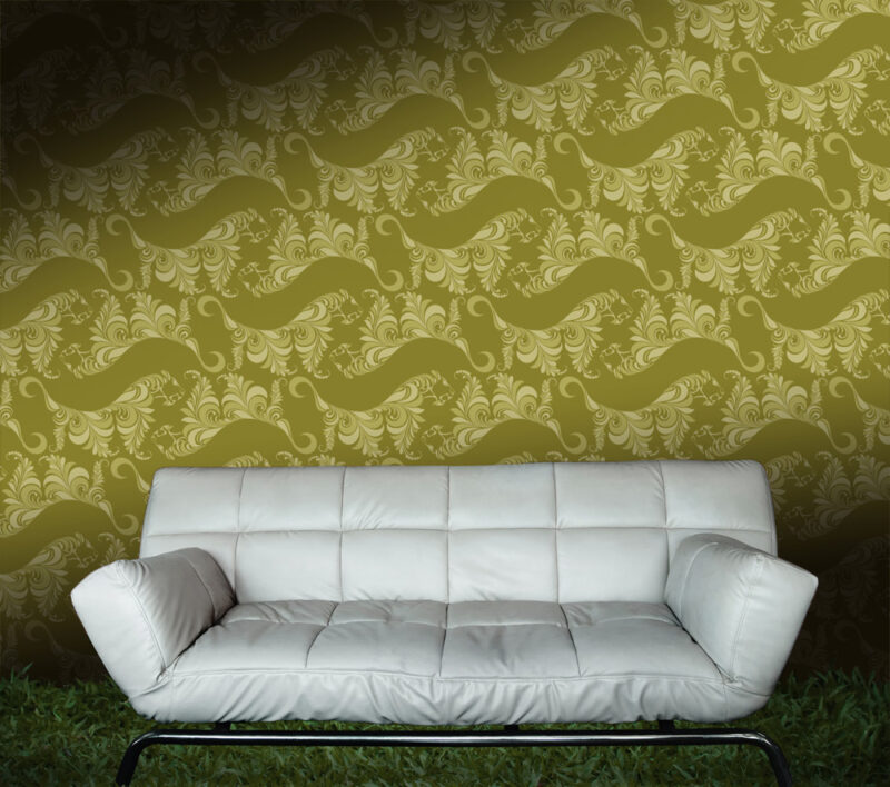 Tiger Lily wallpaper sofa