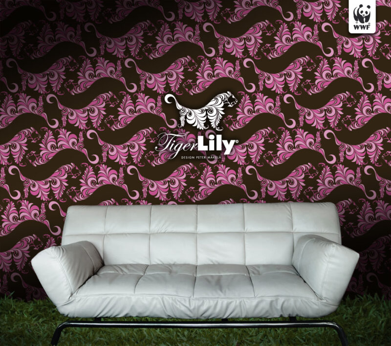 Tiger Lily wallpaper sofa logo