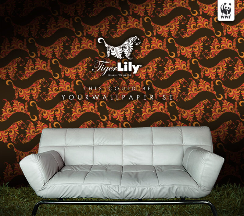 Tiger Lily wallpaper sofa logo