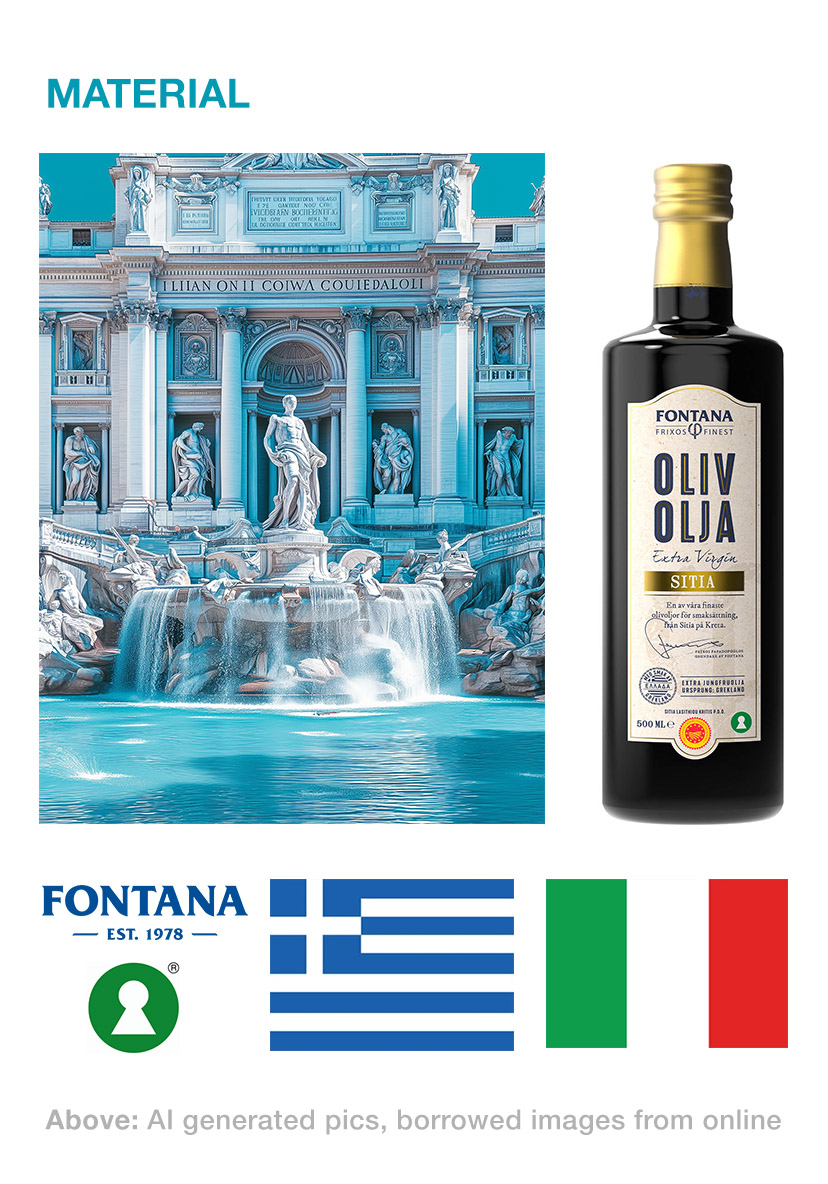 Fontana Foods goes Fontana di Trevi AI poster ad material
